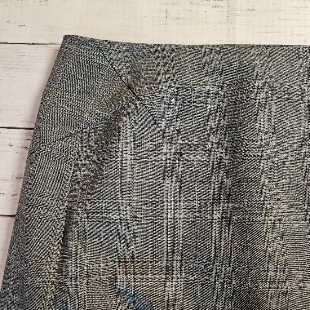 Ann Taylor Glen Plaid Check Grey White And Black Pencil Skirt Size 12 - Picture 2 of 9